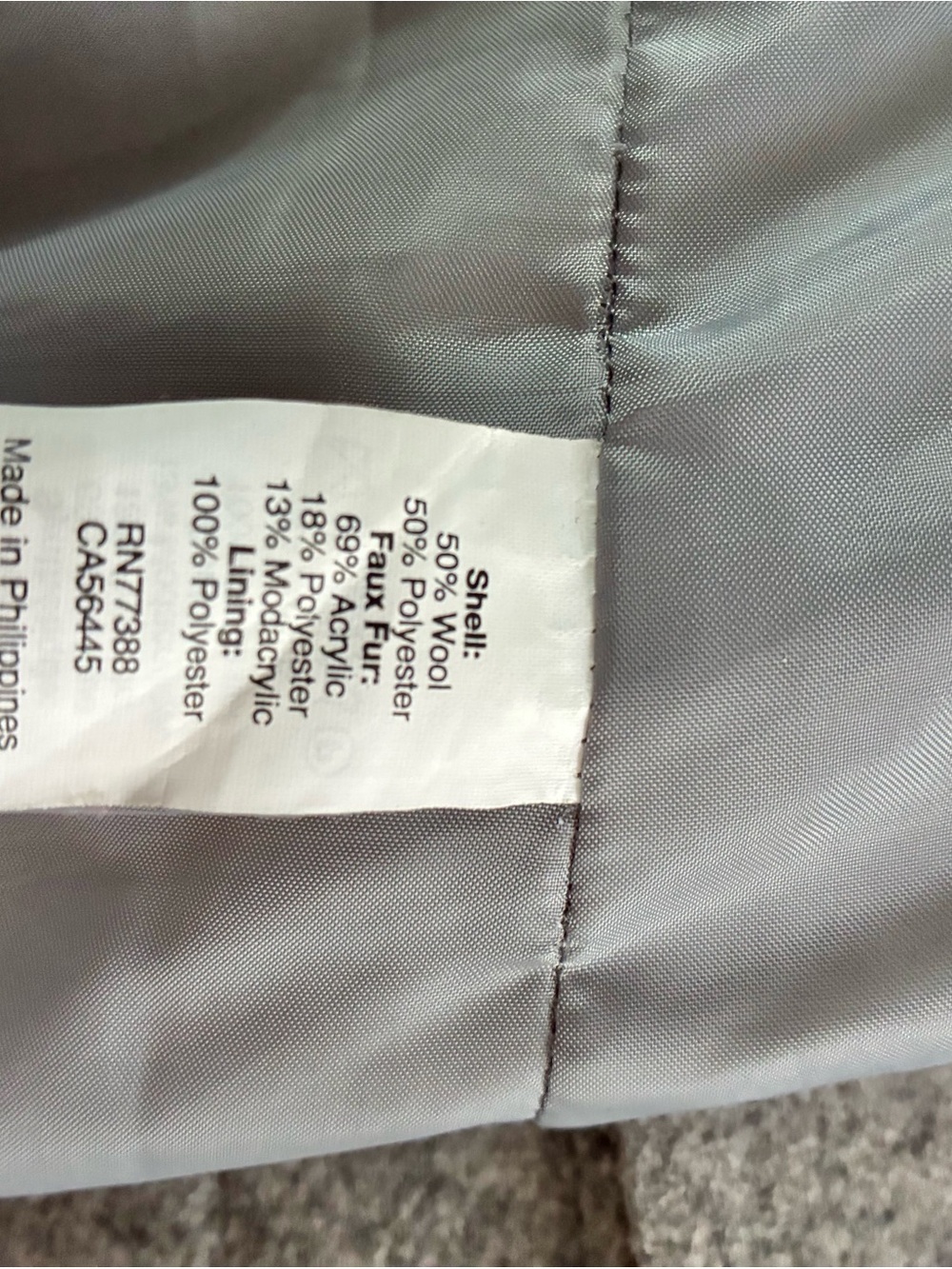 J. CREW Wool Stadium Coat Size 12 Grey Hooded - Picture 11 of 11